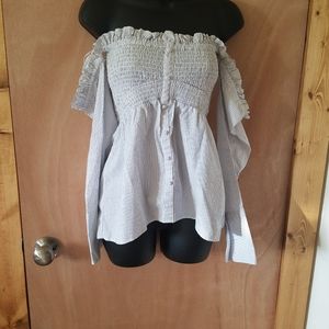 Off shoulder, smocked top